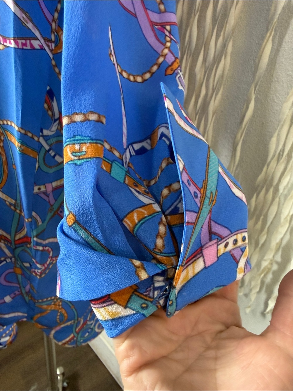Catherine Gee NWT Daria Silk Shirt Dress in Blue Belt Size Large - Picture 8 of 14